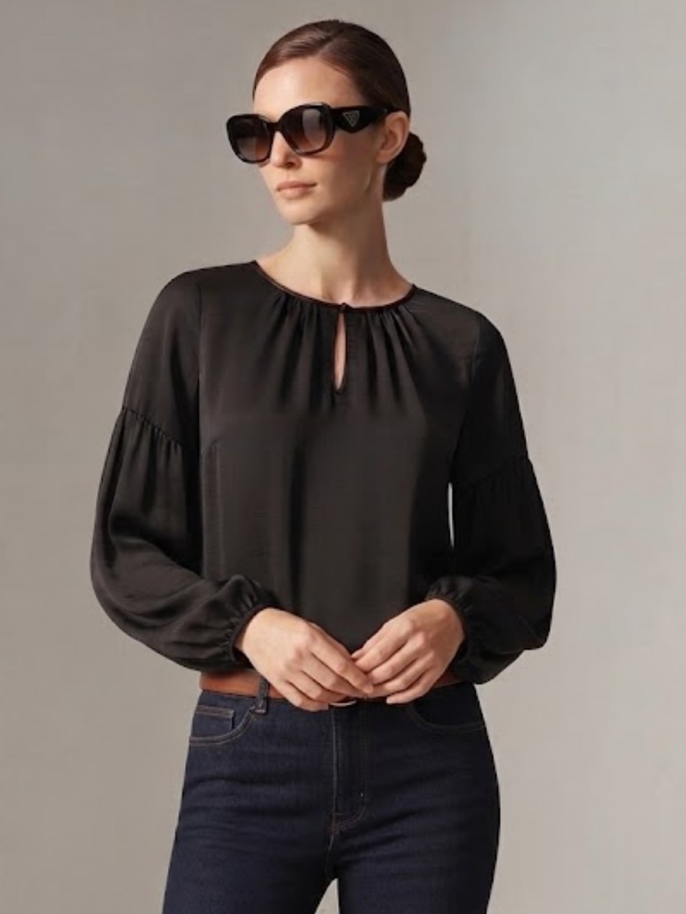 Banana Republic black ballon sleeve blouse
